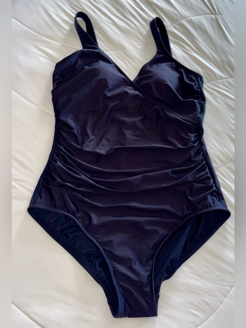Miradonna Miraclesuit Black Ruched One-Piece Swimsuit, size 14,NWOT - Picture 2 of 10